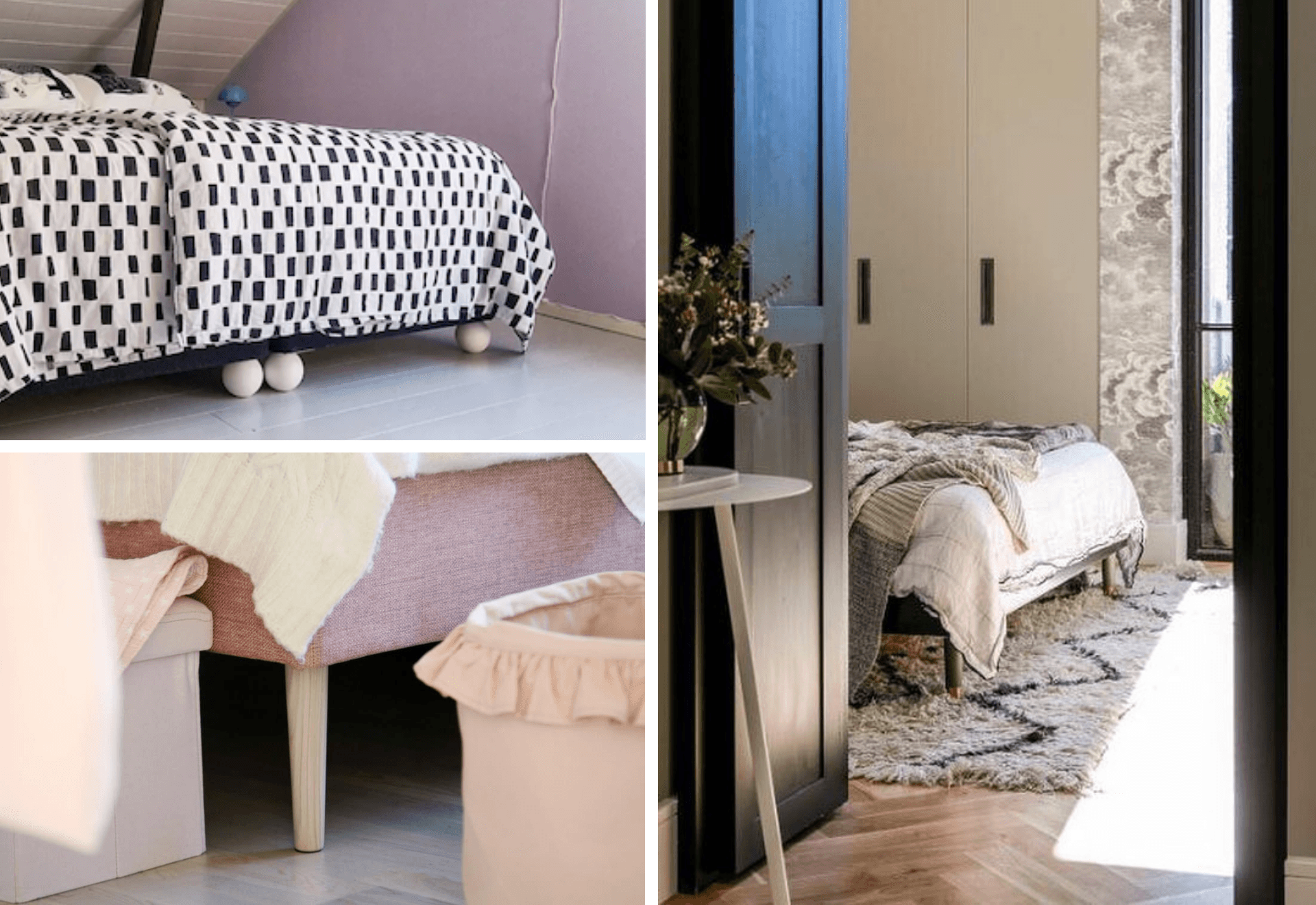 idées de hack de lit IKEA avec différents styles de pieds de lit dans des chambres modernes