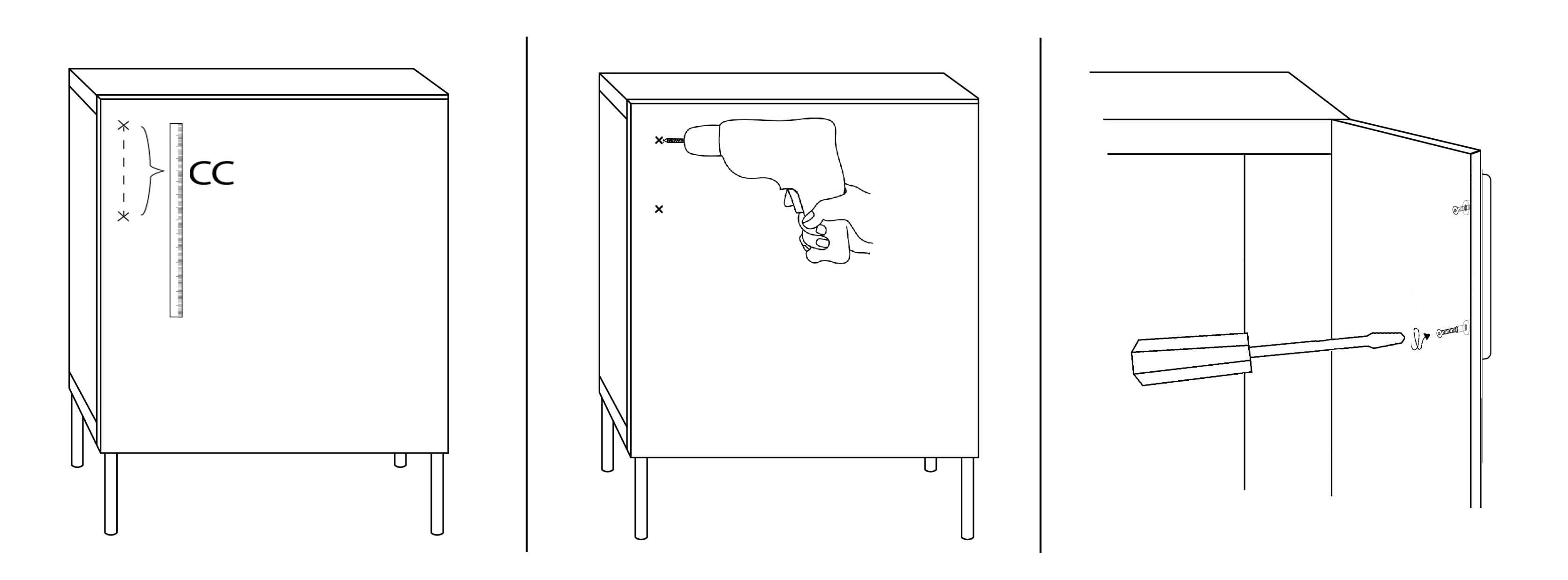 Mounting instruction for knobs and handles