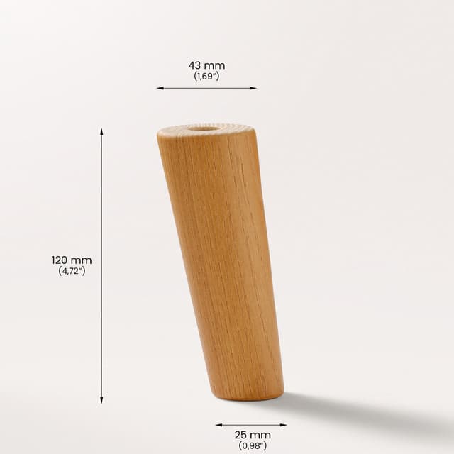Dagmar 120 Teak finish - Furniture leg in ash wood